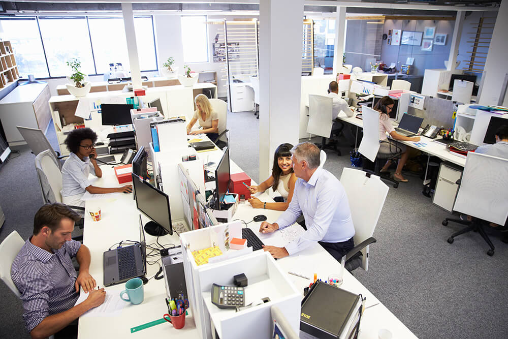 people in a busy office